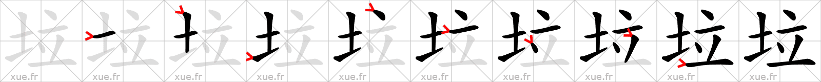 Chinese Hanzi stroke order for 垃