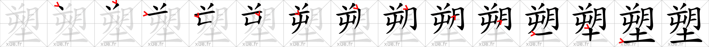 Chinese Hanzi stroke order for 塑