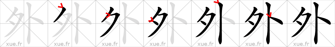 Chinese Hanzi stroke order for 外