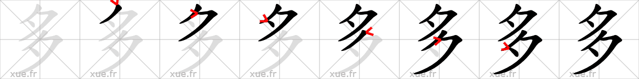 Chinese Hanzi stroke order for 多