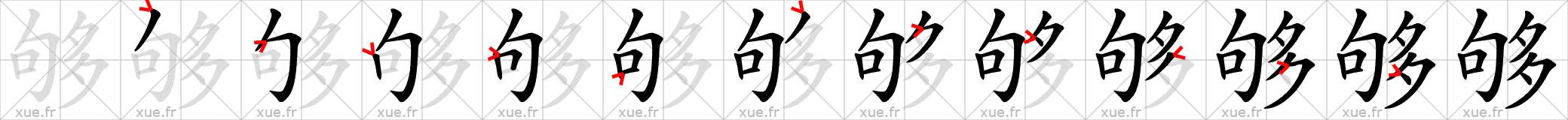 Chinese Hanzi stroke order for 够