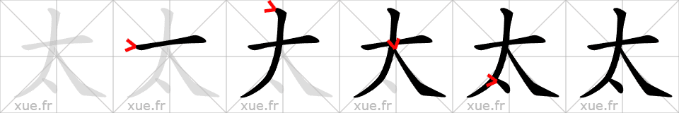 Chinese Hanzi stroke order for 太