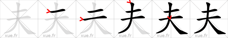 Chinese Hanzi stroke order for 夫