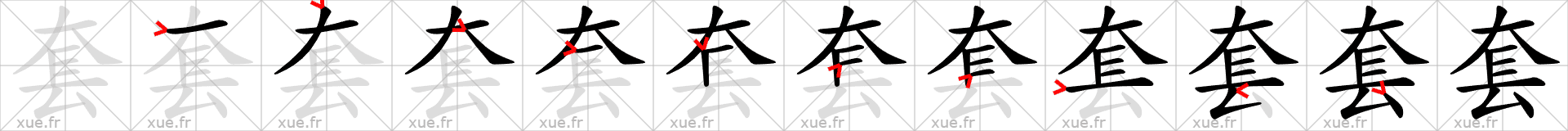 Chinese Hanzi stroke order for 套