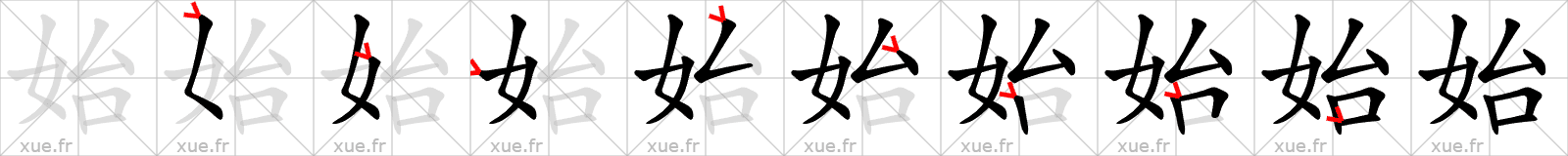 Chinese Hanzi stroke order for 始