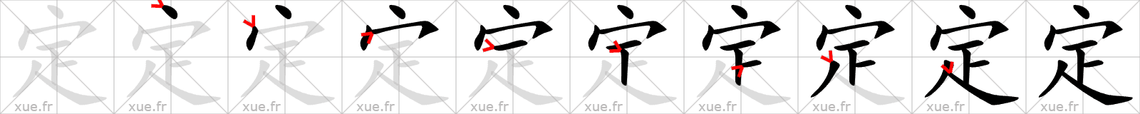 Chinese Hanzi stroke order for 定