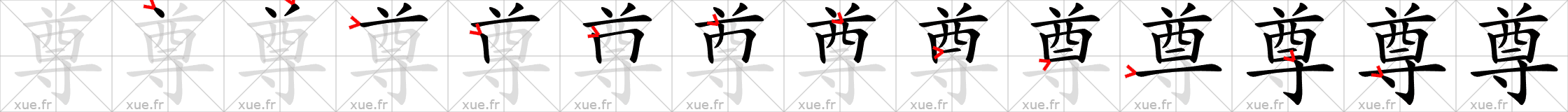 Chinese Hanzi stroke order for 尊