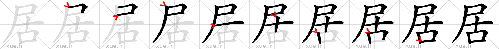 Chinese Hanzi stroke order for 居