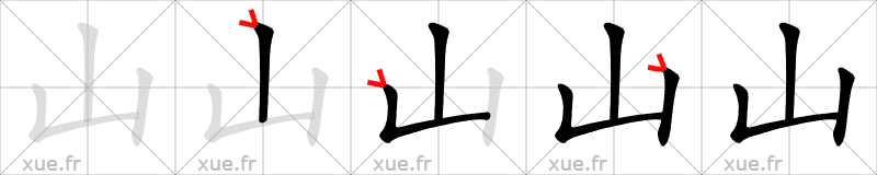 Chinese Hanzi stroke order for 山