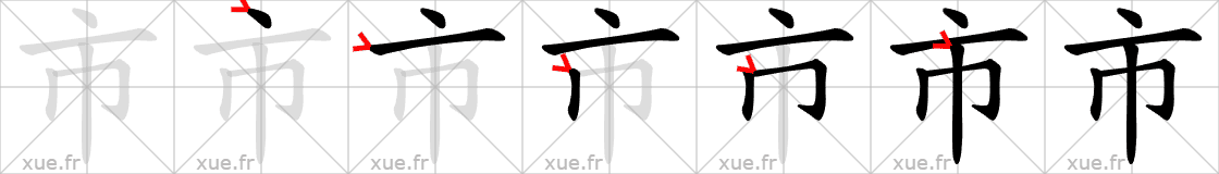 Chinese Hanzi stroke order for 市