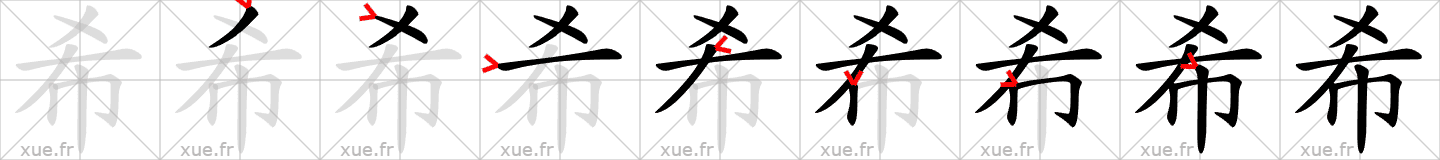 Chinese Hanzi stroke order for 希
