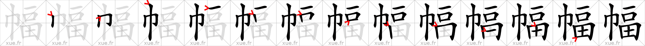 Chinese Hanzi stroke order for 幅