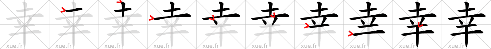 Chinese Hanzi stroke order for 幸