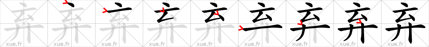 Chinese Hanzi stroke order for 弃