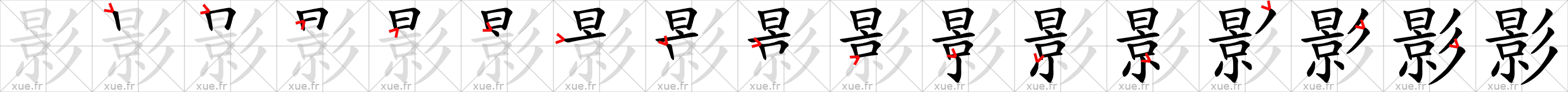 Chinese Hanzi stroke order for 影