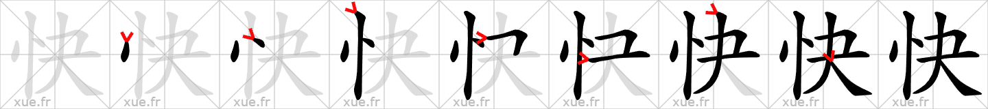 Chinese Hanzi stroke order for 快