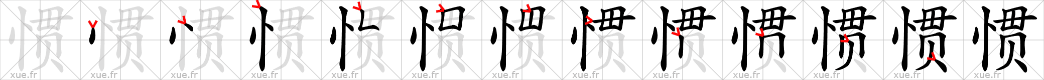 Chinese Hanzi stroke order for 惯