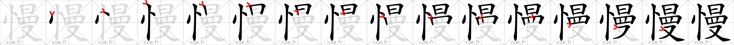Chinese Hanzi stroke order for 慢
