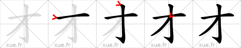 Chinese Hanzi stroke order for 才