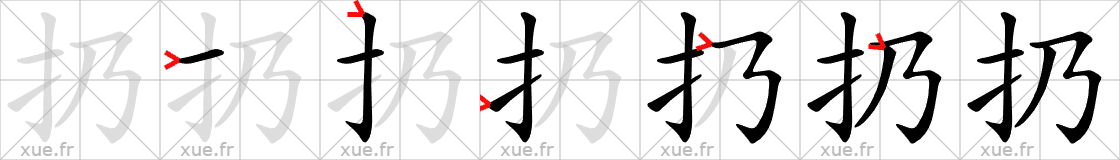 Chinese Hanzi stroke order for 扔