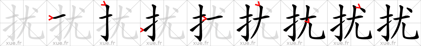 Chinese Hanzi stroke order for 扰