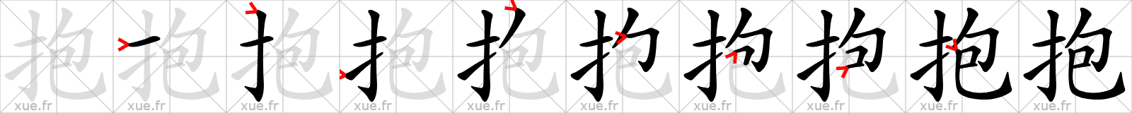 Chinese Hanzi stroke order for 抱