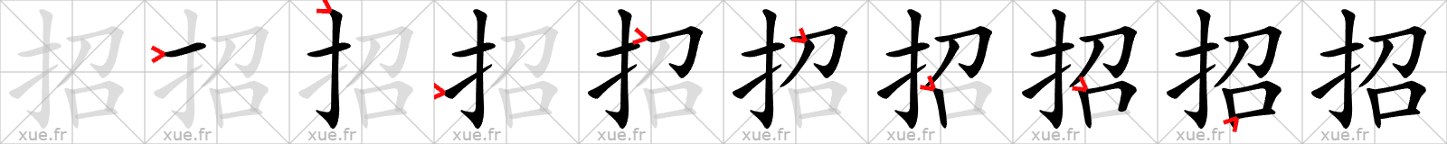 Chinese Hanzi stroke order for 招