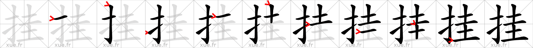 Chinese Hanzi stroke order for 挂