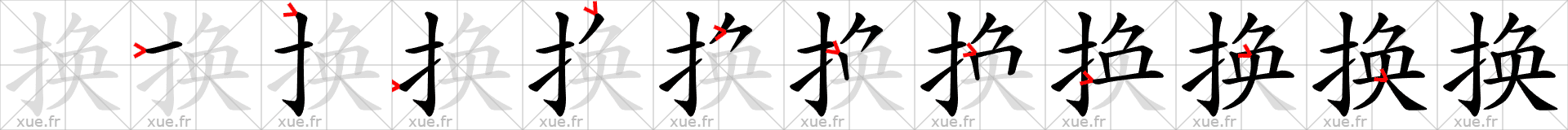 Chinese Hanzi stroke order for 换
