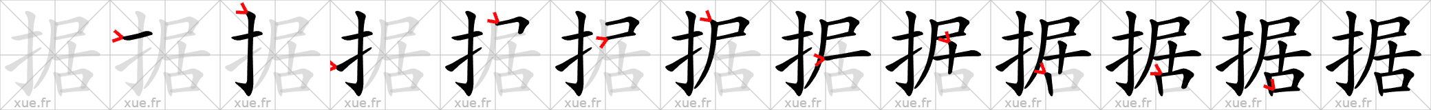 Chinese Hanzi stroke order for 据