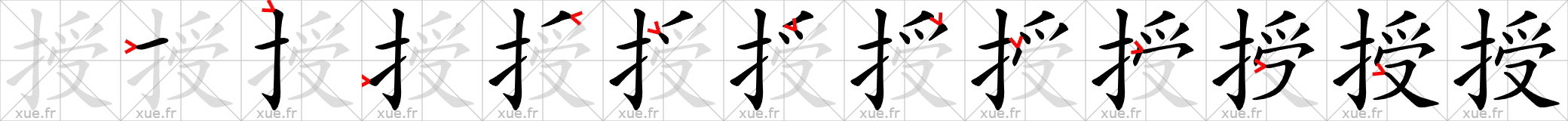 Chinese Hanzi stroke order for 授