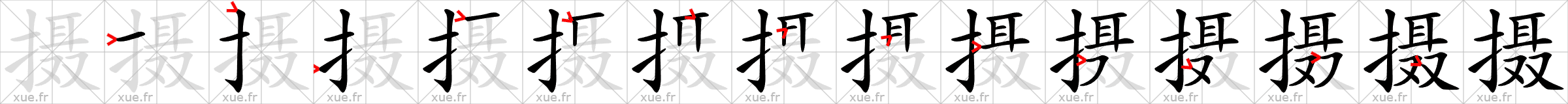 Chinese Hanzi stroke order for 摄