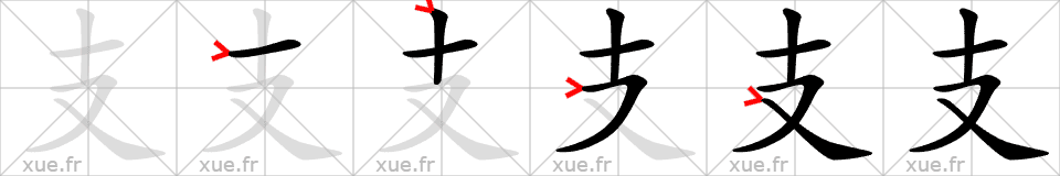 Chinese Hanzi stroke order for 支