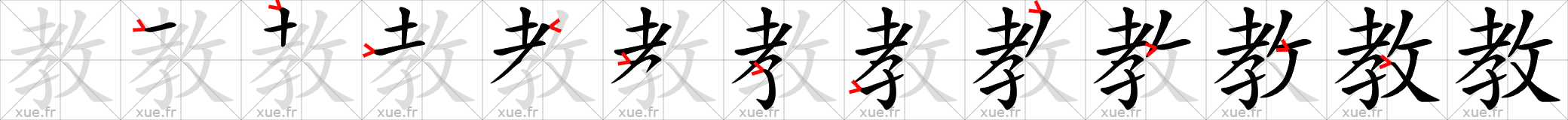 Chinese Hanzi stroke order for 教