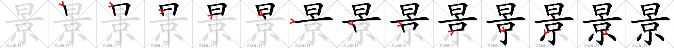 Chinese Hanzi stroke order for 景