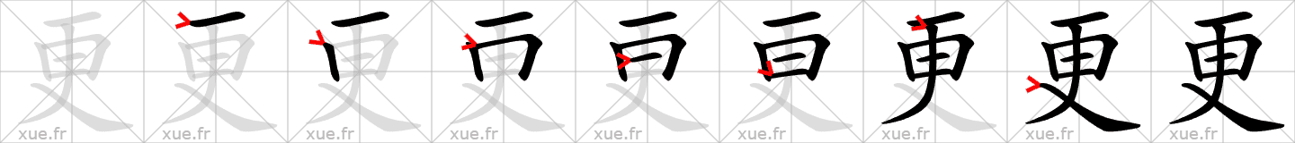 Chinese Hanzi stroke order for 更