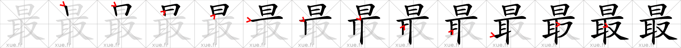Chinese Hanzi stroke order for 最