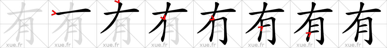 Chinese Hanzi stroke order for 有