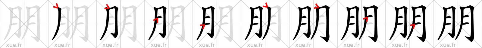 Chinese Hanzi stroke order for 朋