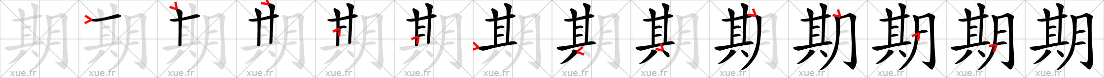 Chinese Hanzi stroke order for 期