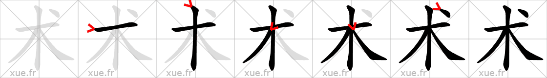 Chinese Hanzi stroke order for 术