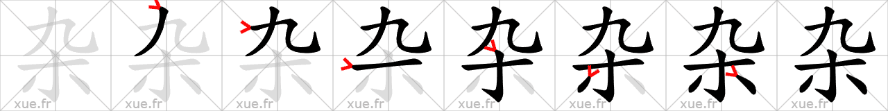 Chinese Hanzi stroke order for 杂