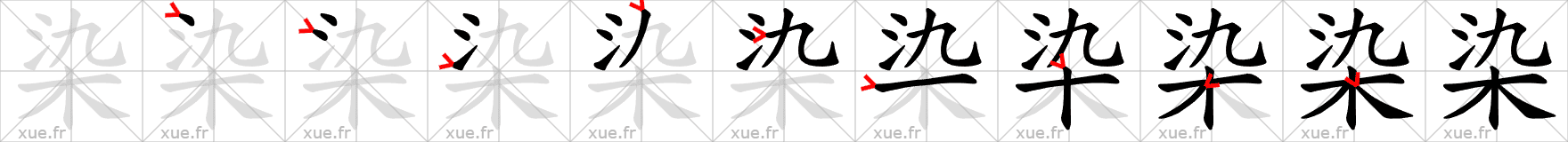 Chinese Hanzi stroke order for 染