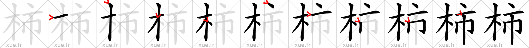 Chinese Hanzi stroke order for 柿