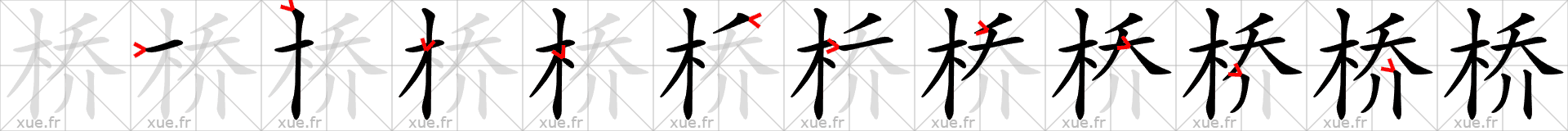 Chinese Hanzi stroke order for 桥