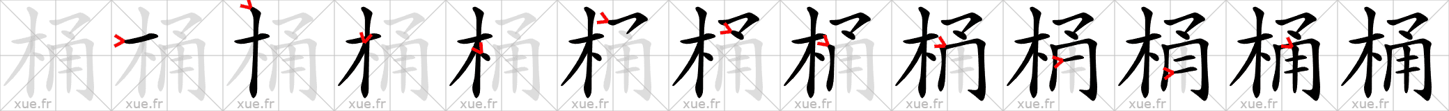 Chinese Hanzi stroke order for 桶