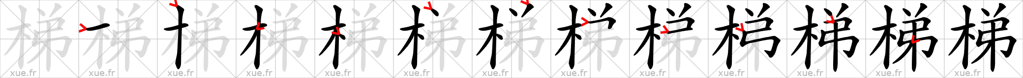 Chinese Hanzi stroke order for 梯