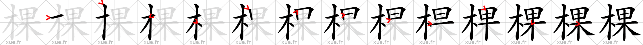 Chinese Hanzi stroke order for 棵