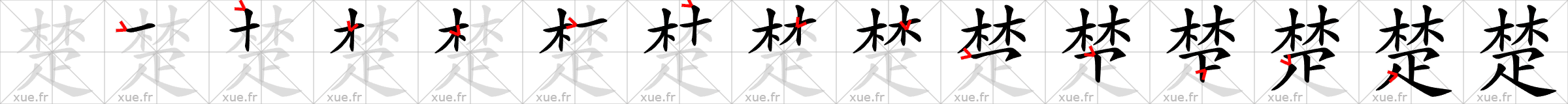 Chinese Hanzi stroke order for 楚