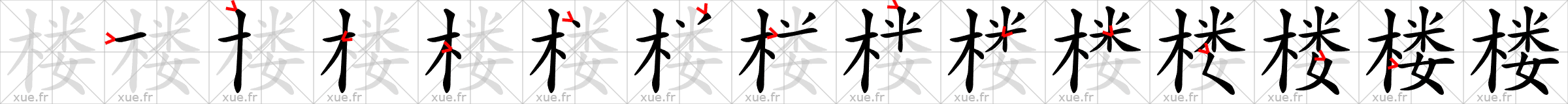 Chinese Hanzi stroke order for 楼